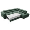 Corner sofa Elferucce R, sleeping function, Amore 35, bouclé, dark green, H93x200x276cm