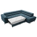 Corner sofa Elferucce R, sleeping function, Amore 40, bouclé, dark blue, H93x200x276cm