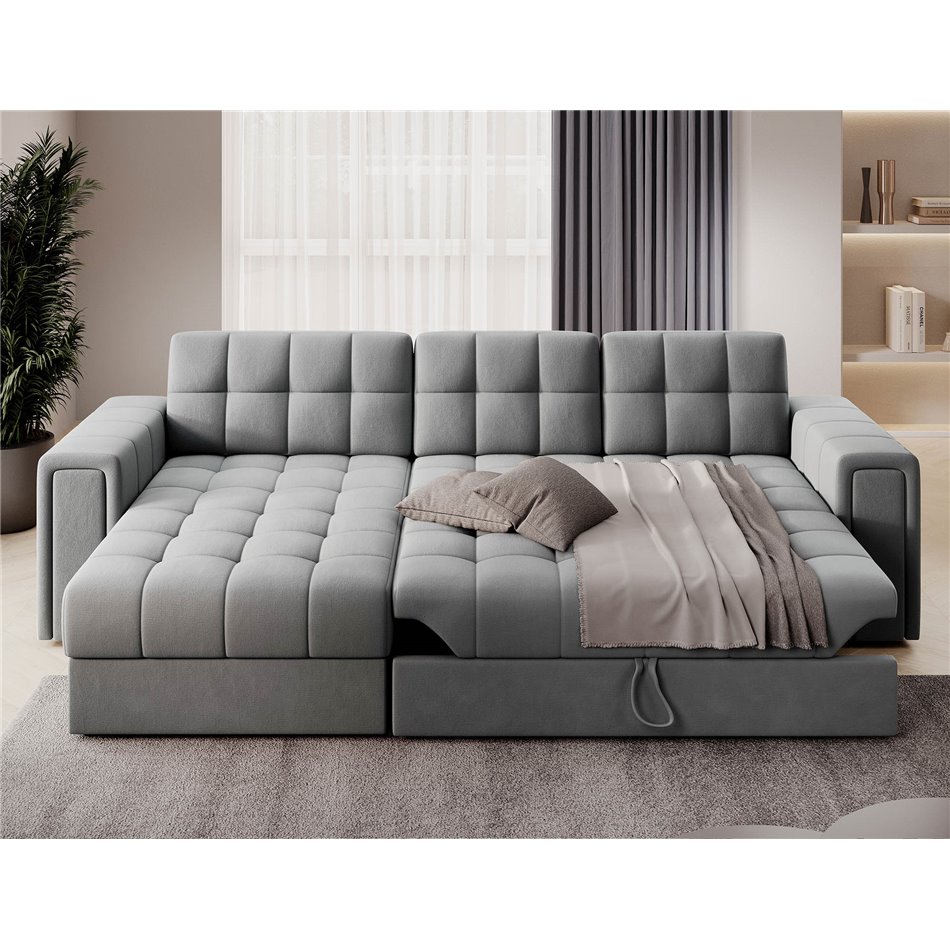 Угловой диван Elveni L/R Reversible, раздвижной, Sola 04, серый, H82x150x260см