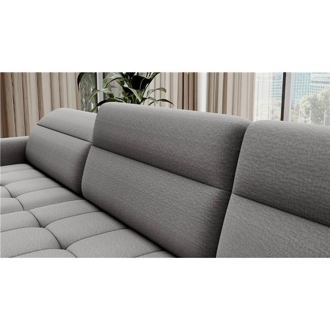 U shape sofa Elberto L, sleeping function, Manhattan 03, velvet, grey, H100x165x306cm