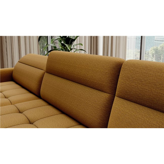 П-образный угловой диван Elberto L, раздвижной, Manhattan 45, бархат, желтый, H100x165x306см