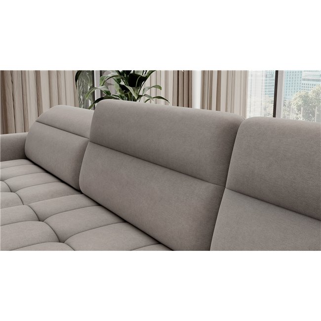 U shape sofa Elberto L, sleeping function, Raquel 03, grey, H100x165x306cm