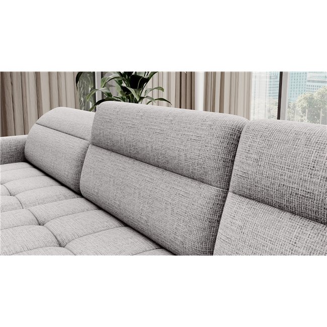 U shape sofa Elberto L, sleeping function, Aubron 03, wavy velvet, grey, H100x165x306cm