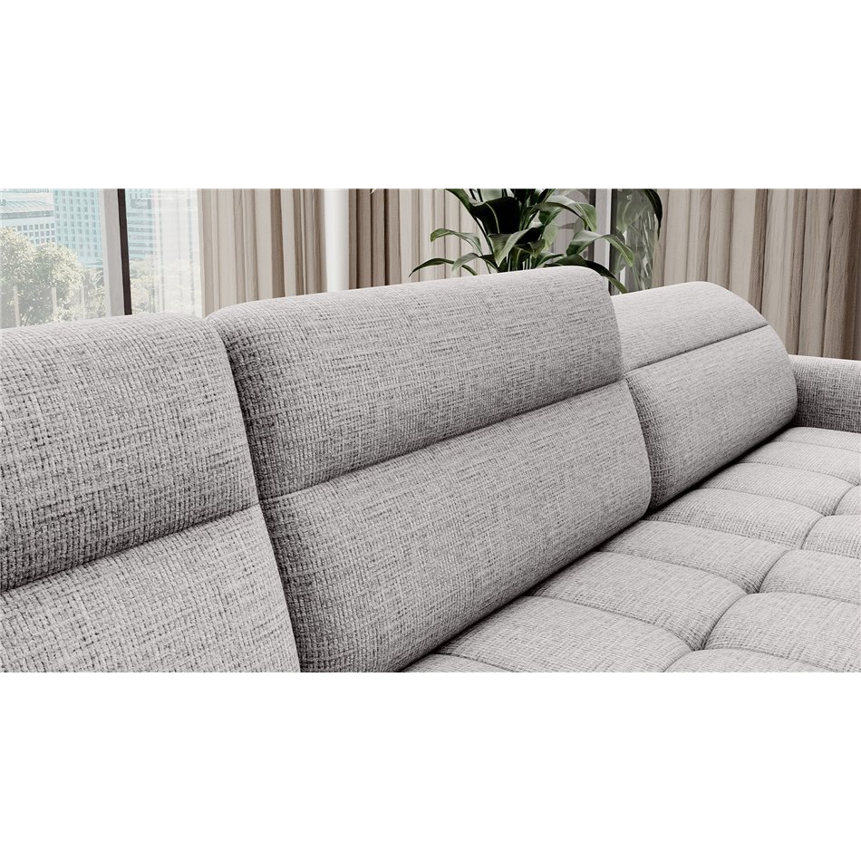 U shape sofa Elberto R, sleeping function, Aubron 03, wavy velvet, grey, H100x165x306cm