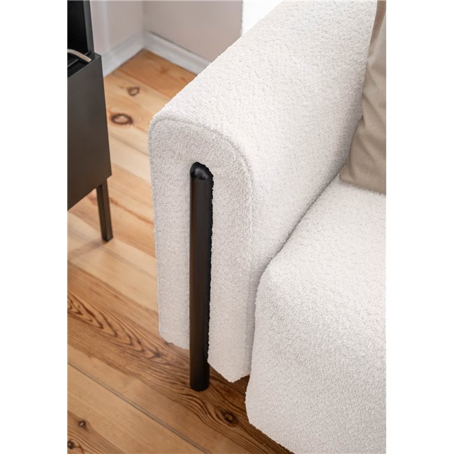 Sofa bed Elcadova Black, sleeping function, Royal 01, bouclé, white, H97x97x244cm