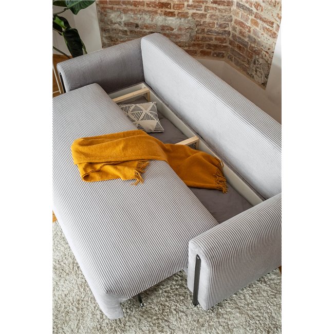 Sofa bed Elcadova Black, sleeping function, Jarell 04, wavy velvet, grey, H97x97x244cm