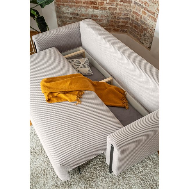Sofa bed Elcadova Black, sleeping function, Jarell 18, wavy velvet, beige, H97x97x244cm