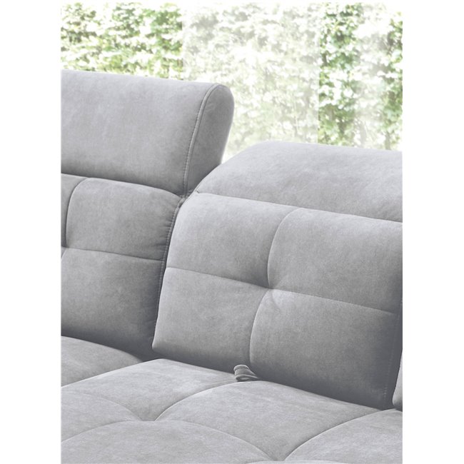 Corner sofa Elinferne L, sleeping function, Aura 04, velvet, grey, H107x210x297cm