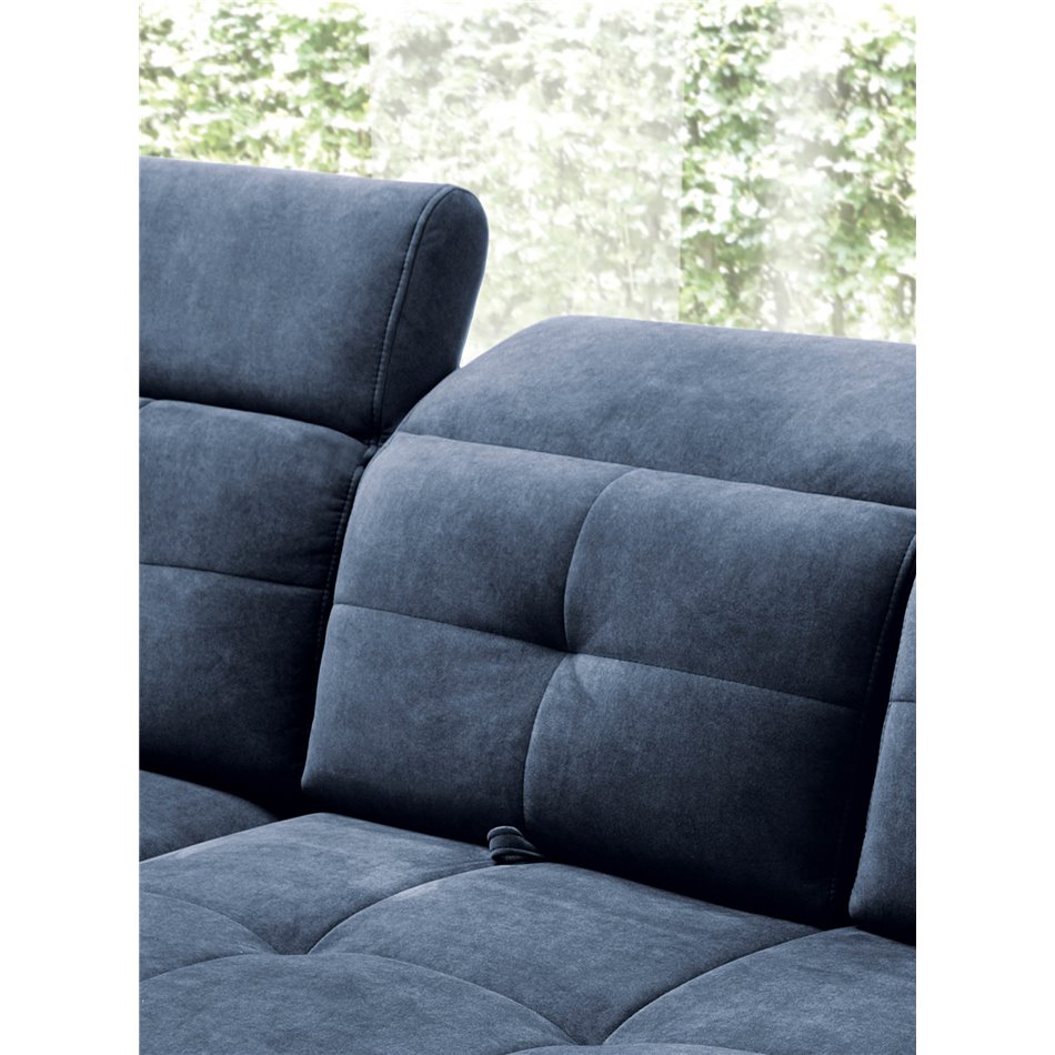 Corner sofa Elinferne L, sleeping function, Aura 40, velvet, dark blue, H107x210x297cm