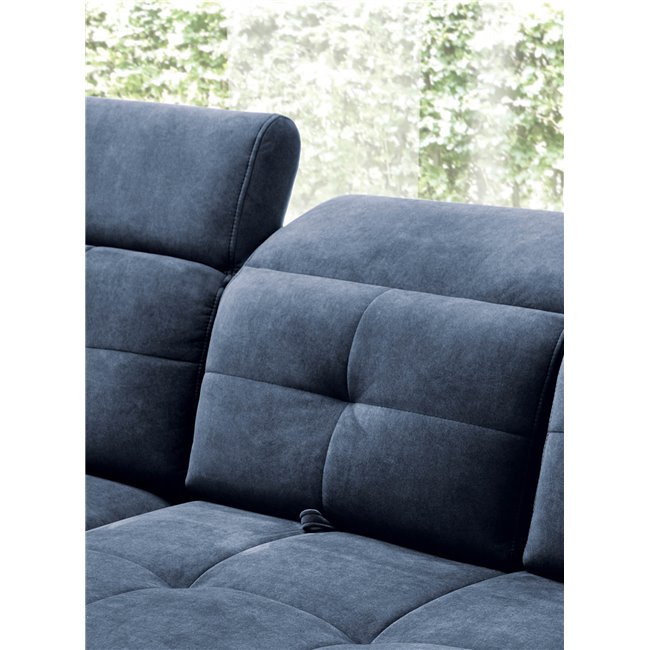 Corner sofa Elinferne L, sleeping function, Aura 40, velvet, dark blue, H107x210x297cm