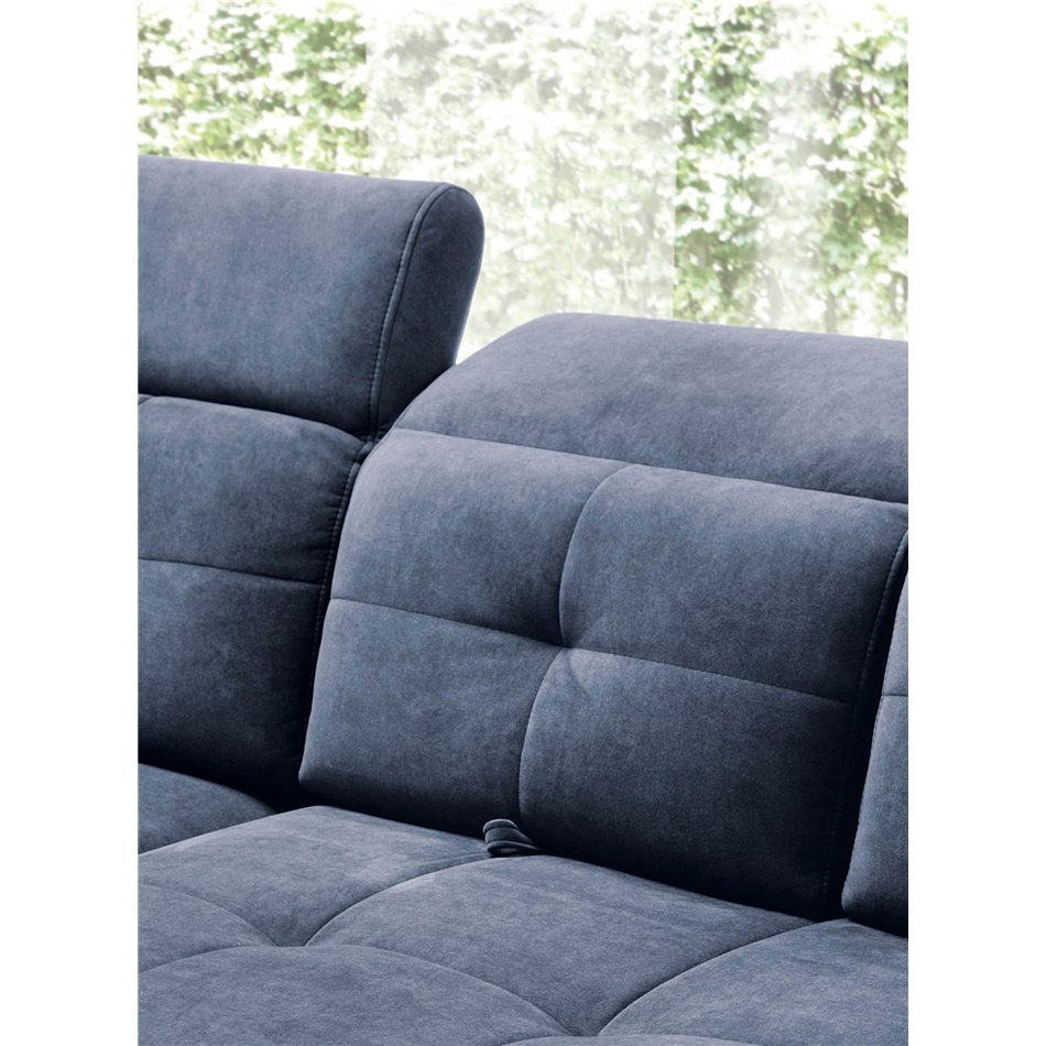 Corner sofa Elinferne L, sleeping function, Relax 40, velvet, dark blue, H107x210x297cm
