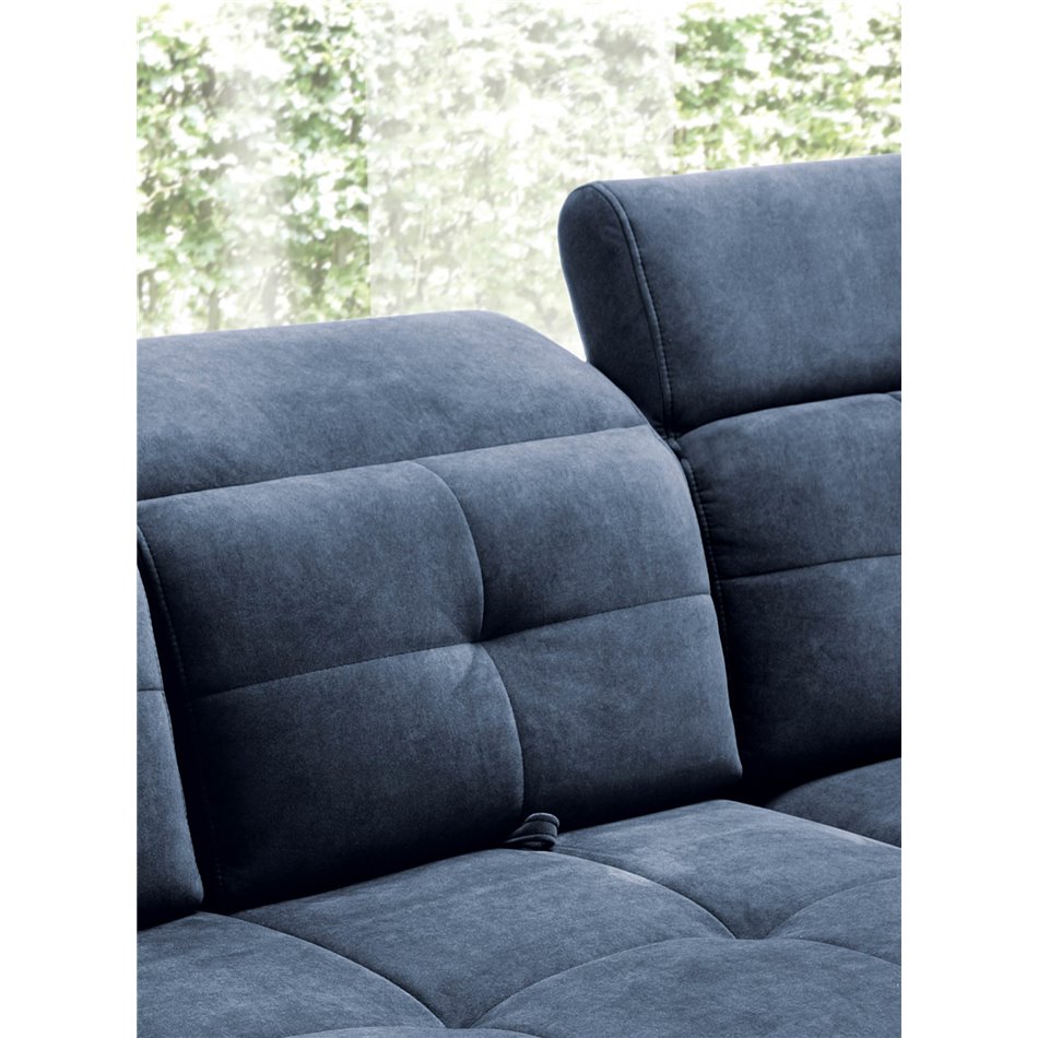 Corner sofa Elinferne R, sleeping function, Aura 40, velvet, dark blue, H107x210x297cm