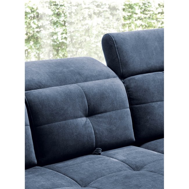 Corner sofa Elinferne R, sleeping function, Aura 40, velvet, dark blue, H107x210x297cm