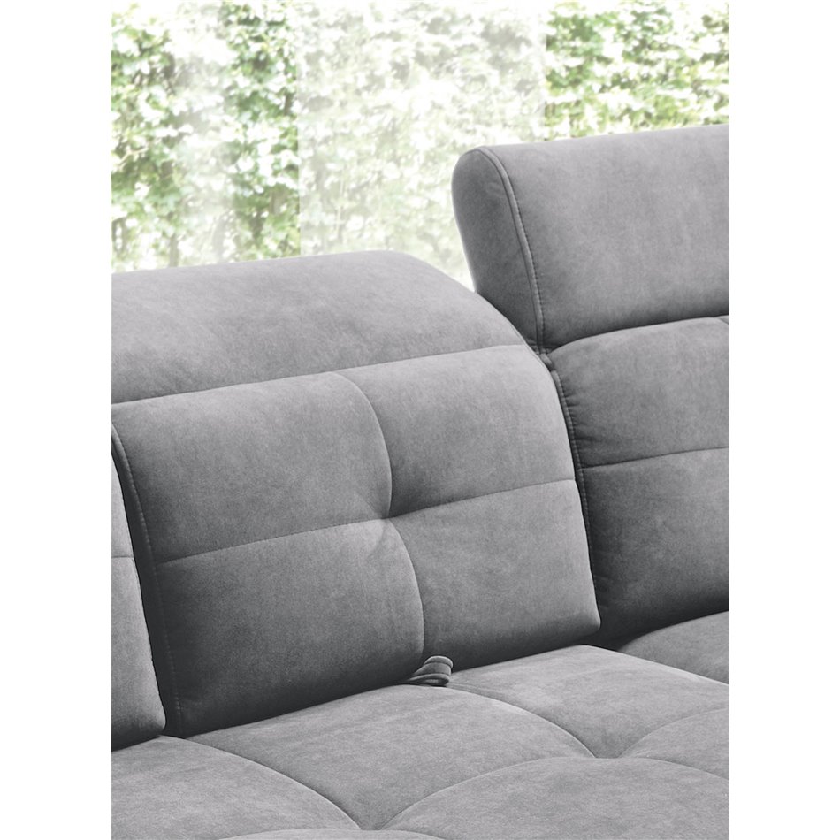 Угловой диван Elinferne R, раздвижной, Relax 04, бархат, серый, H107x210x297см