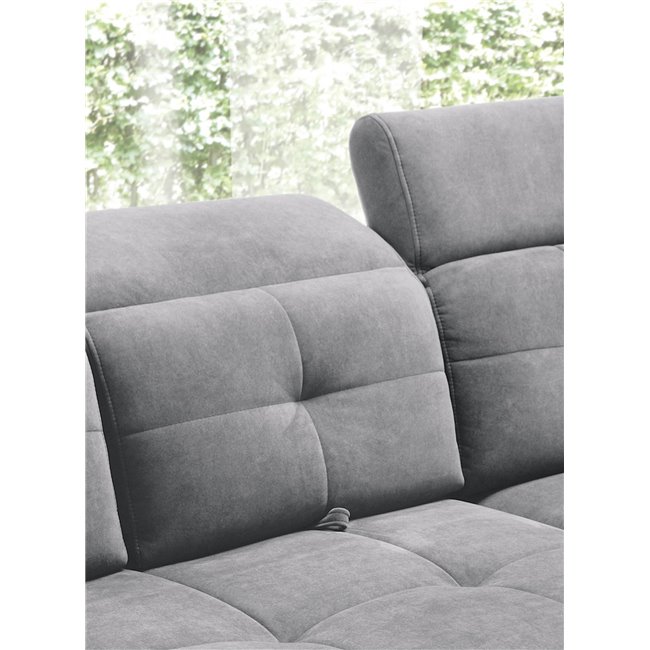 Угловой диван Elinferne R, раздвижной, Relax 04, бархат, серый, H107x210x297см