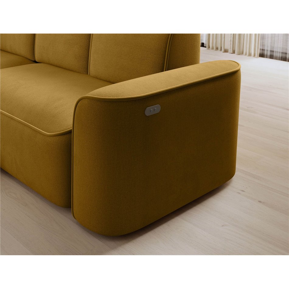 Corner sofa Elume L, sleeping function, Amore 45, Riviera 41, bouclé, yellow, H88x190x287cm