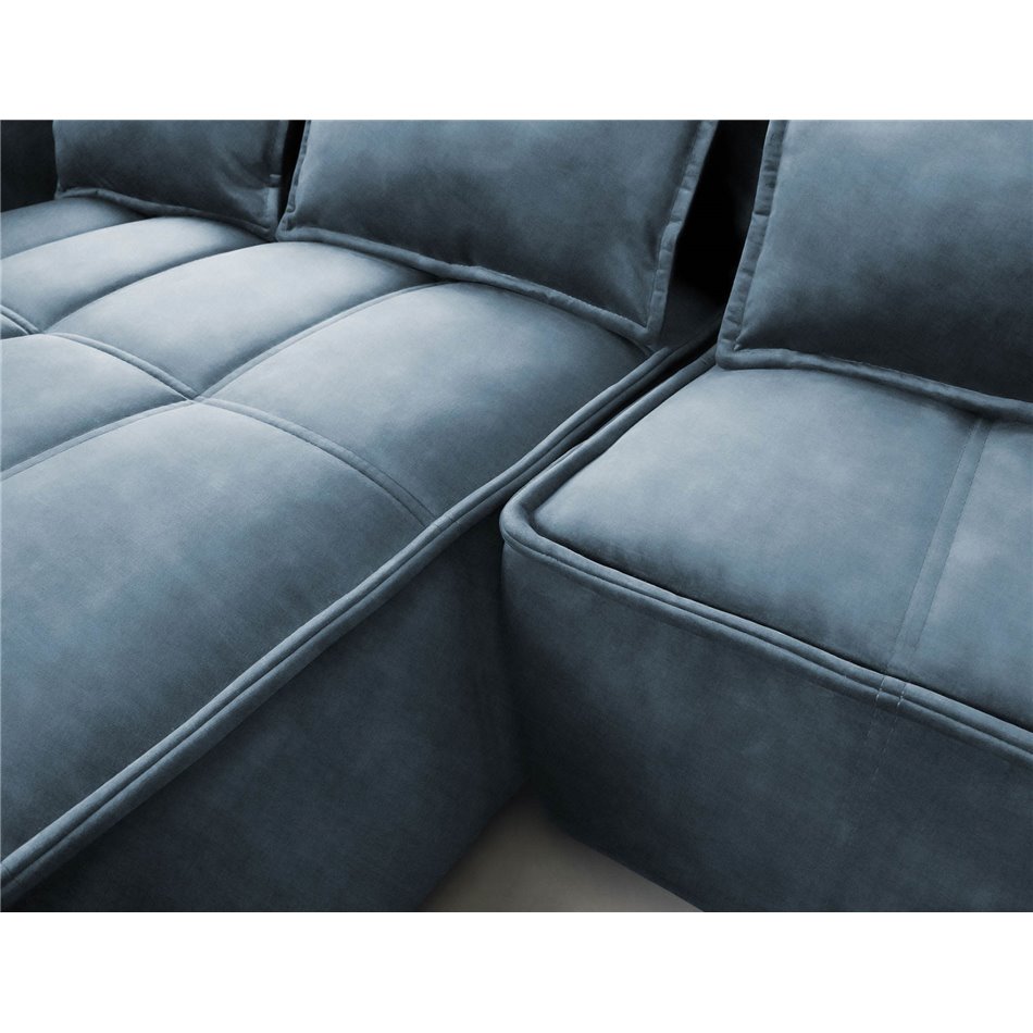 Corner sofa Elkampo L, sleeping function, Manhattan 40, velvet, dark blue, H88x196x265cm