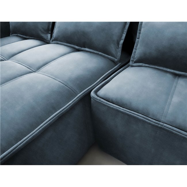 Corner sofa Elkampo L, sleeping function, Manhattan 40, velvet, dark blue, H88x196x265cm