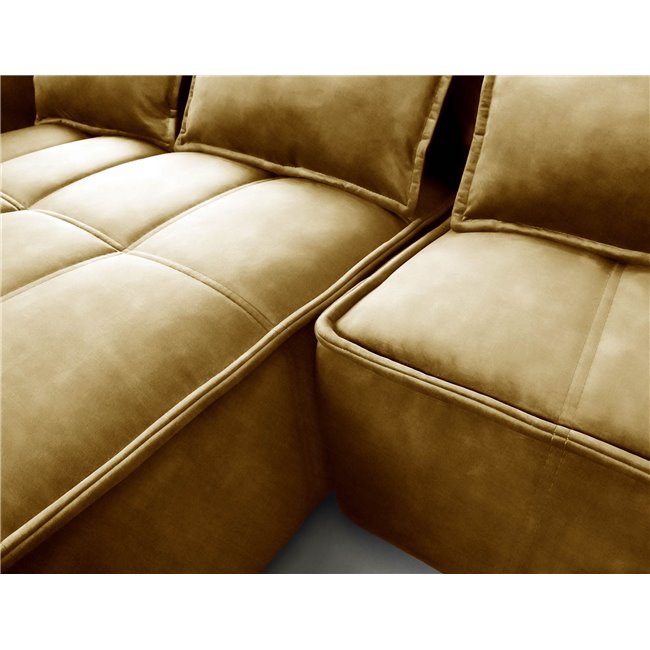 Corner sofa Elkampo L, sleeping function, Manhattan 45, velvet, yellow, H88x196x265cm