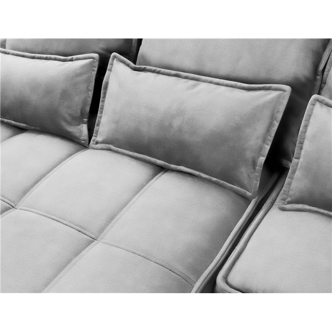 Corner sofa Elkampo L, sleeping function, Nube 3, velvet, grey, H88x196x265cm