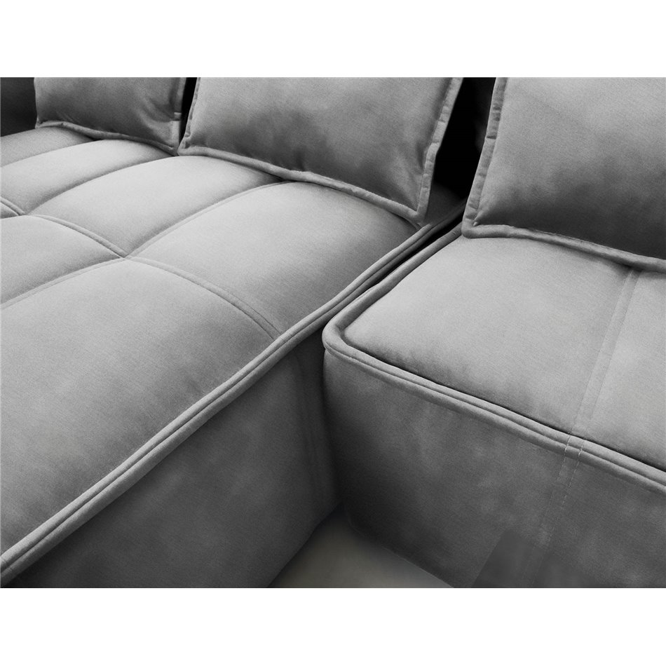 Corner sofa Elkampo L, sleeping function, Nube 4, velvet, grey, H88x196x265cm