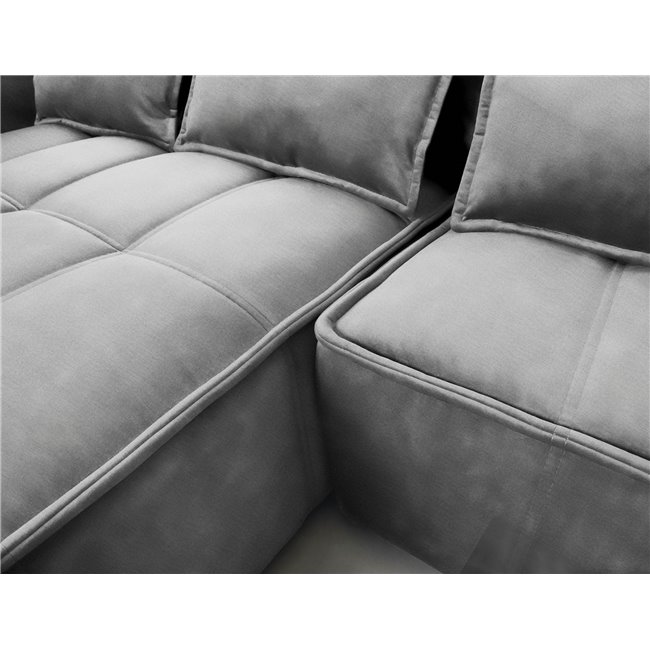 Corner sofa Elkampo L, sleeping function, Nube 4, velvet, grey, H88x196x265cm