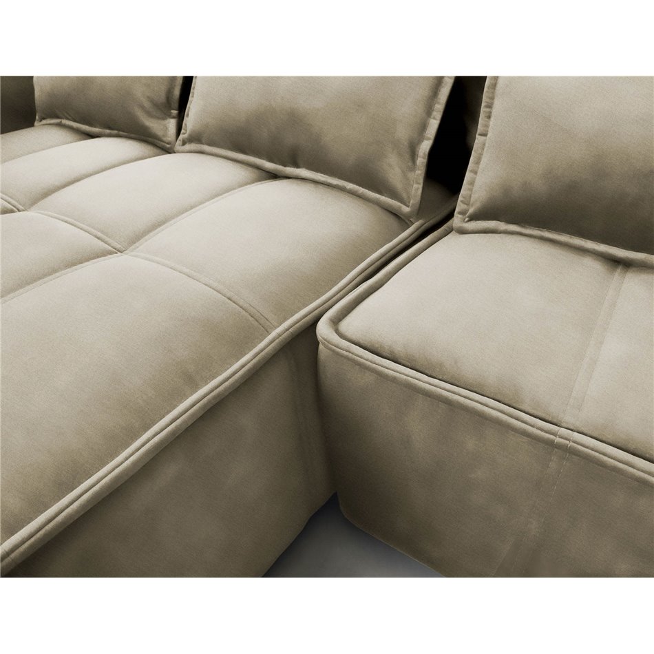 Corner sofa Elkampo L, sleeping function, Nube 20, velvet, brown, H88x196x265cm