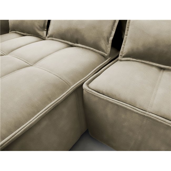 Corner sofa Elkampo L, sleeping function, Nube 20, velvet, brown, H88x196x265cm