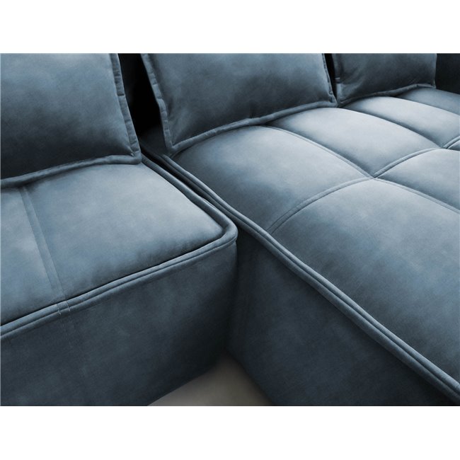 Corner sofa Elkampo R, sleeping function, Manhattan 40, velvet, dark blue, H88x196x265cm