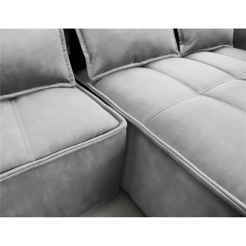 Corner sofa Elkampo R, sleeping function, Nube 3, velvet, grey, H88x196x265cm