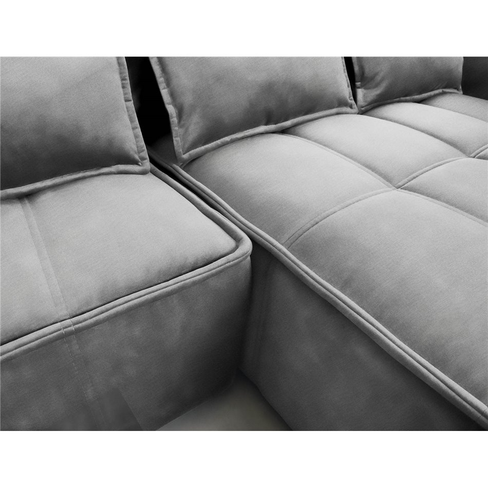 Corner sofa Elkampo R, sleeping function, Nube 4, velvet, grey, H88x196x265cm