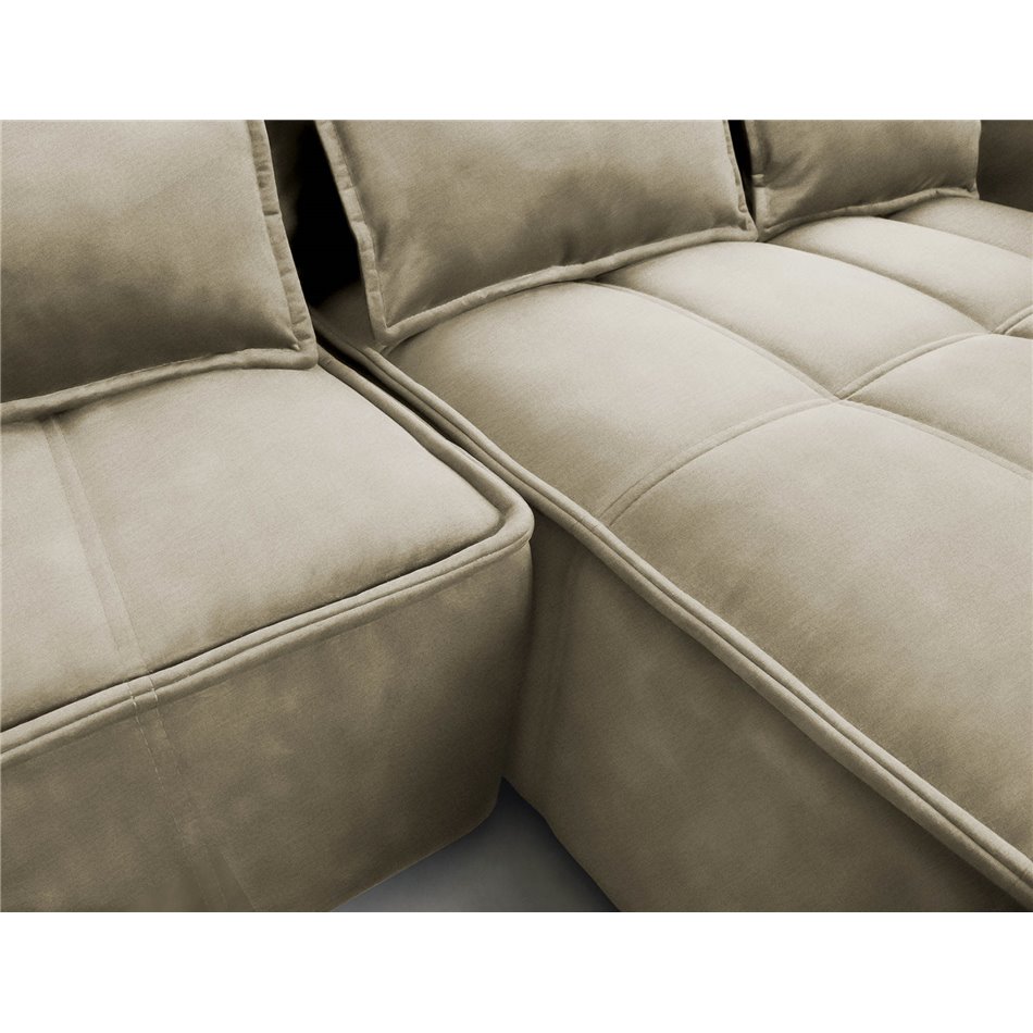 Corner sofa Elkampo R, sleeping function, Nube 20, velvet, brown, H88x195x265cm