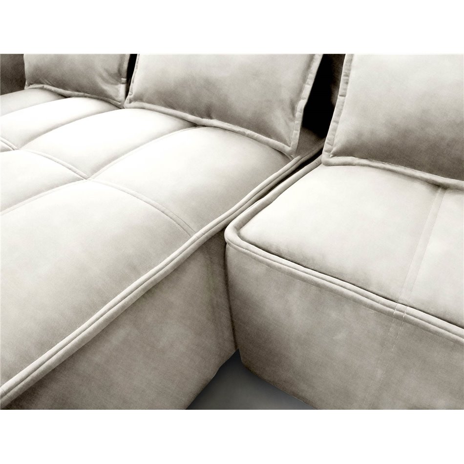 Corner sofa Elkampo L, sleeping function, Manhattan 18, velvet, beige, H88x196x265cm