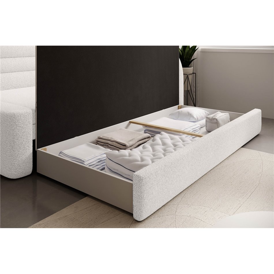 Sofa bed Elfabilo R, sleeping function, Royal 01, bouclé, white, H80x86x223cm