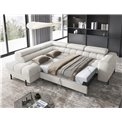 Corner sofa Elferucce L, sleeping function, Amore 01, bouclé, white, H93x200x276cm