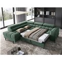 Corner sofa Elferucce L, sleeping function, Amore 35, bouclé, dark green, H93x200x276cm