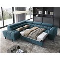 Corner sofa Elferucce L, sleeping function, Amore 40, bouclé, dark blue, H93x200x276cm