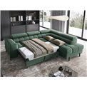 Corner sofa Elferucce R, sleeping function, Amore 35, bouclé, dark green, H93x200x276cm