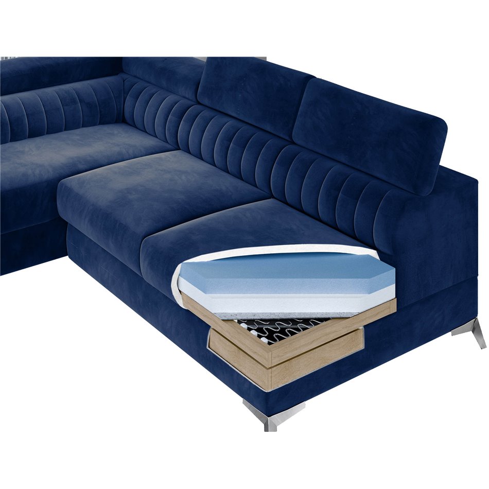 Corner sofa Elaurence R Monolith 04, velvet, beige, H92x205x278cm