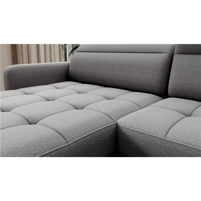 U shape sofa Elberto L, sleeping function, Manhattan 03, velvet, grey, H100x165x306cm