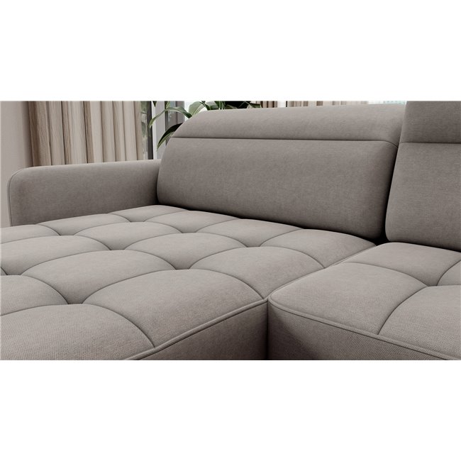 U shape sofa Elberto L, sleeping function, Raquel 03, grey, H100x165x306cm
