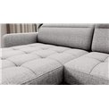 U shape sofa Elberto L, sleeping function, Aubron 03, wavy velvet, grey, H100x165x306cm