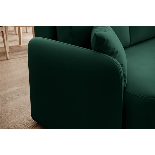 Corner sofa Elhandson R, sleeping function, Lukso 35, velvet, green, H89x150x206cm