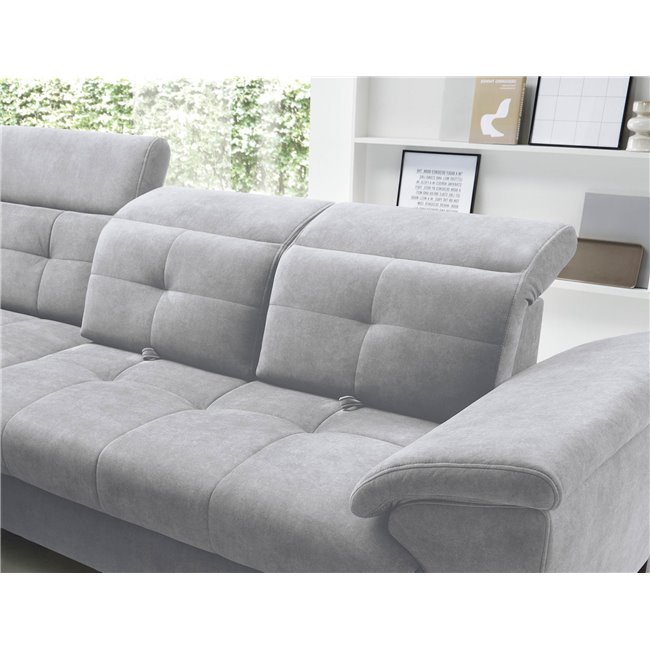 Corner sofa Elinferne L, sleeping function, Aura 04, velvet, grey, H107x210x297cm