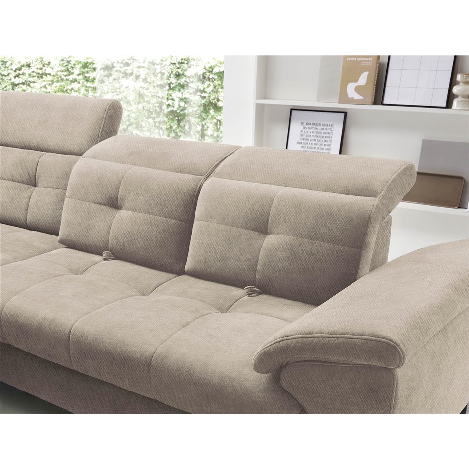 Corner sofa Elinferne L, sleeping function, Raquel 20, beige, H107x210x297cm