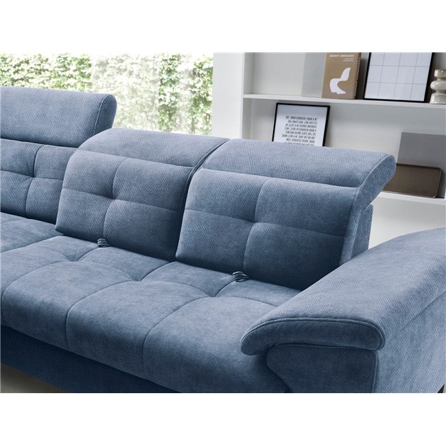 Corner sofa Elinferne L, sleeping function, Raquel 40, dark blue, H107x210x297cm