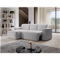 Corner sofa Elume L, sleeping function, Amore 03, Paros 05, bouclé, grey, H88x190x287cm