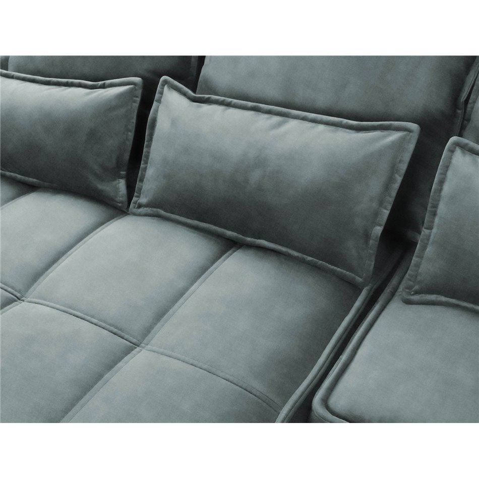 Corner sofa Elkampo L, sleeping function, Manhattan 38, velvet, green, H88x196x265cm