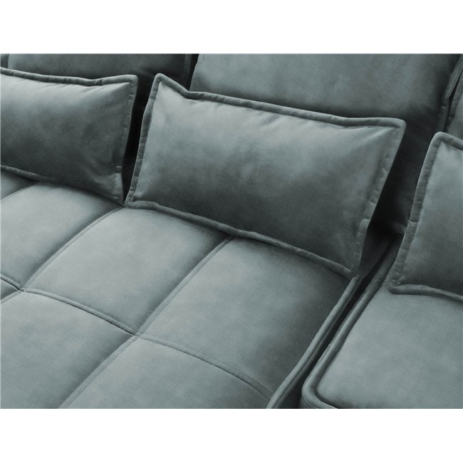 Corner sofa Elkampo L, sleeping function, Manhattan 38, velvet, green, H88x196x265cm