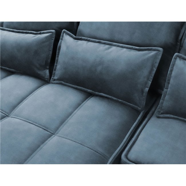 Corner sofa Elkampo L, sleeping function, Manhattan 40, velvet, dark blue, H88x196x265cm
